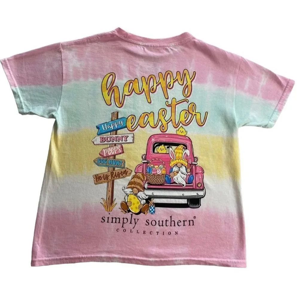 Simply Southern Big Girls LARGE Happy Easter Short Sleeve Top